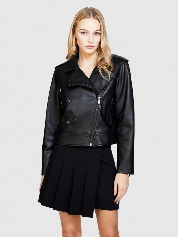 Padded biker jacket - women's jackets - Black | Sisley image number 4